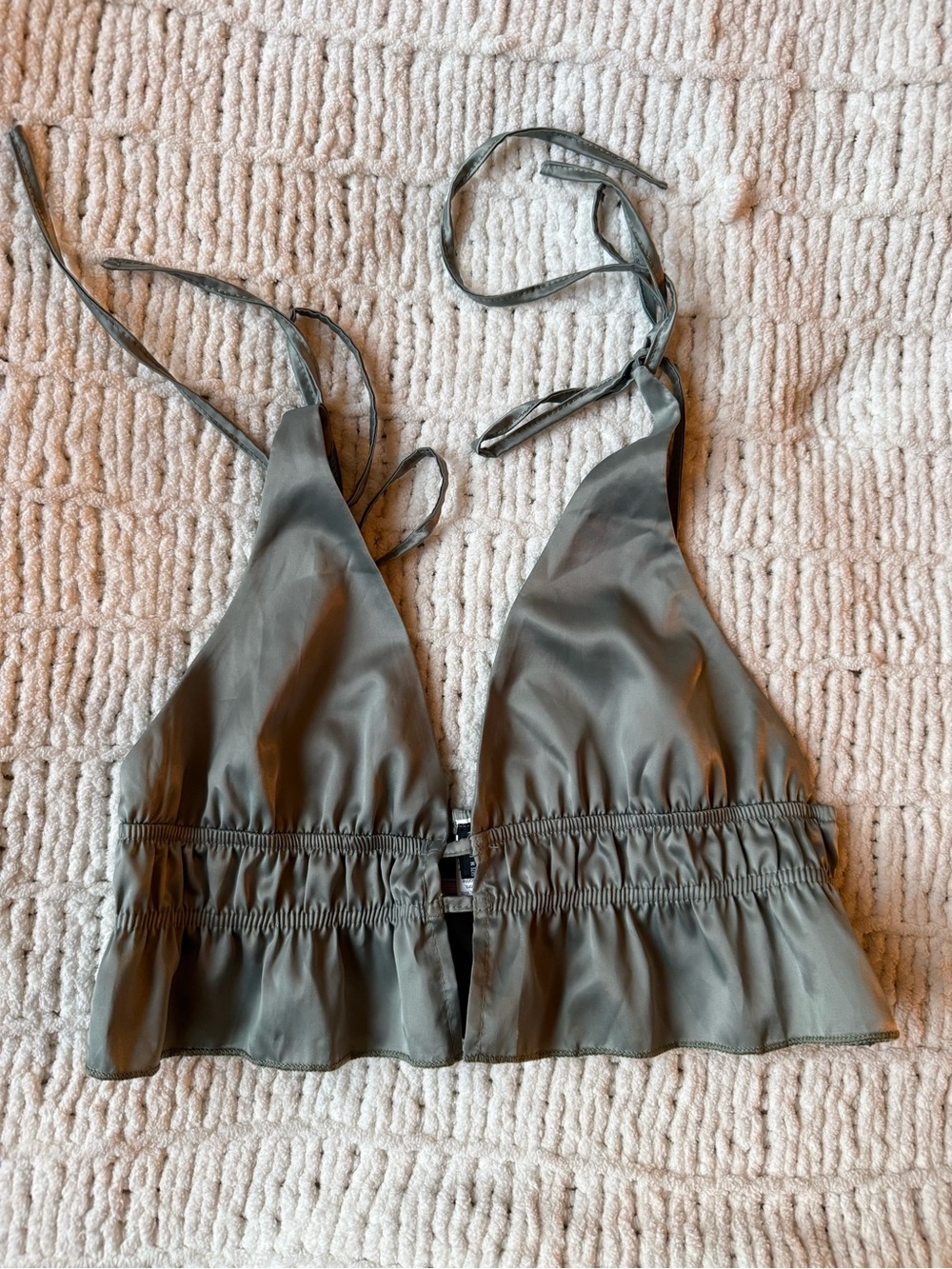 Green Satin Top Size Medium Like New